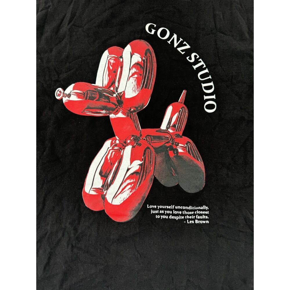 Vtg Gonz T Shirt Size Large Jeff Koones Balloon Dog Les Brown Black Grunge 90’s - Picture 2 of 9